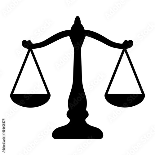 Elegant silhouette of scales of justice symbol, representing law and equilibrium