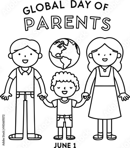 Global Day of Parents Celebration with Family Outline Design