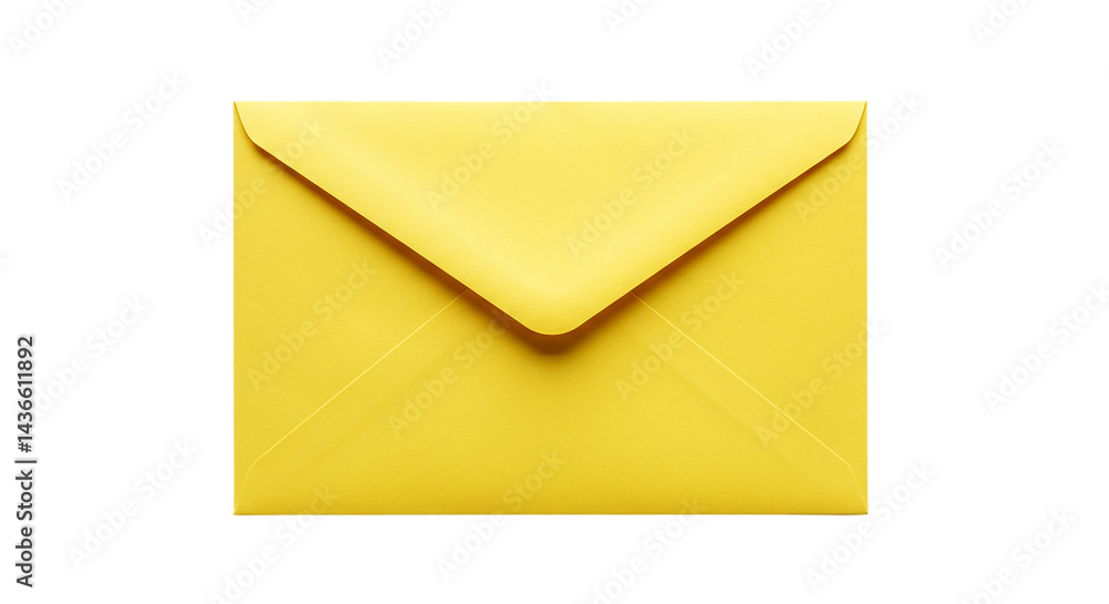 A single closed yellow envelope centered on a black background with a triangular flap at the top A single closed yellow envelope centered on a black background with a triangular flap at the top