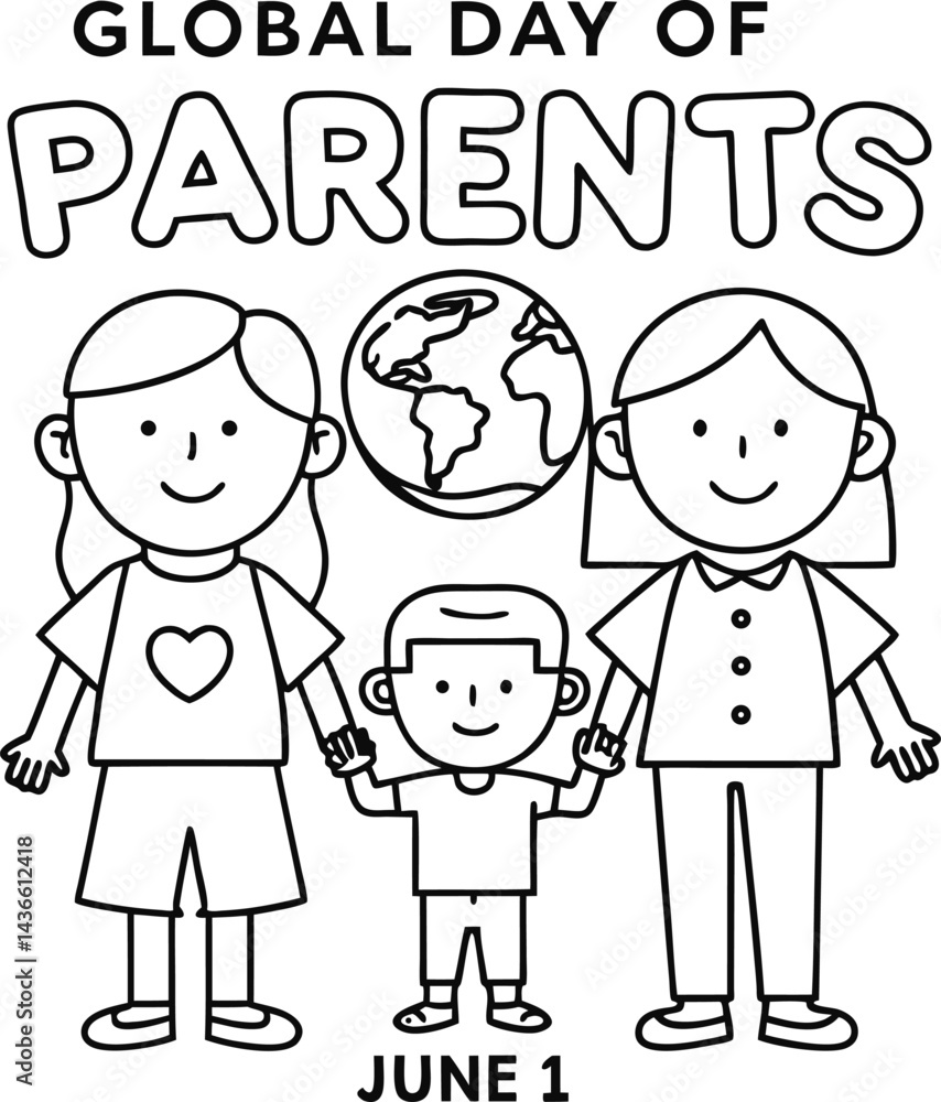 Global Day of Parents Celebration with Family Outline Design