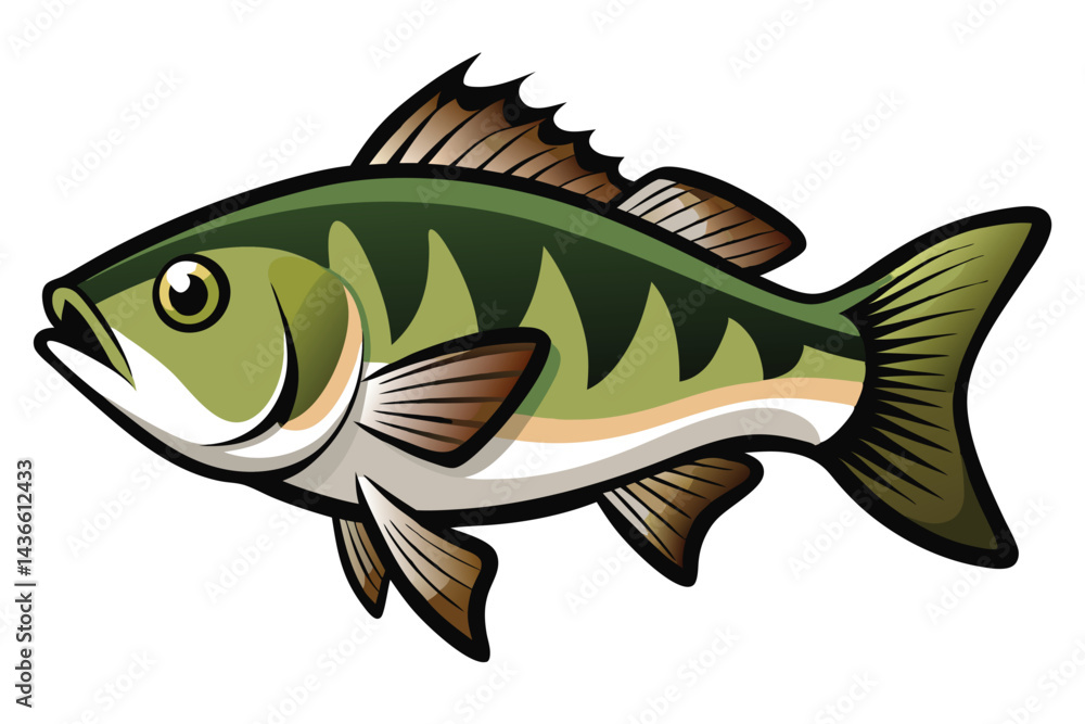 Vector Illustration of a Bass Fish Isolated on White Background. Vector Illustration of a Bass Fish Isolated on White Background.