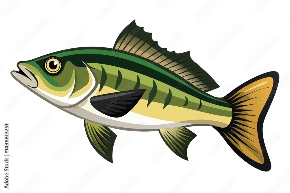 Vector Illustration of a Bass Fish Isolated on White Background. Vector Illustration of a Bass Fish Isolated on White Background.