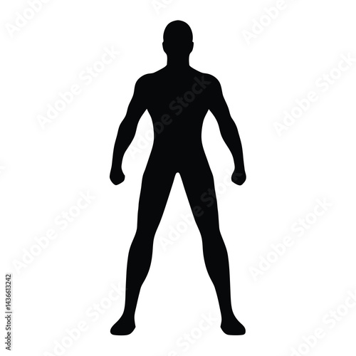 Silhouette of an athletic man in a powerful standing position with confidence
