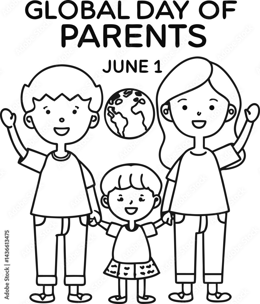 Global Day of Parents Celebration with Family Outline Design Global Day of Parents Celebration with Family Outline Design