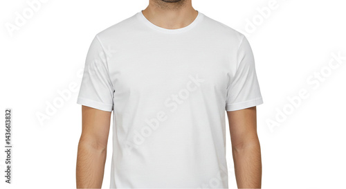 Wallpaper Mural A man wearing a plain white t shirt with short sleeves and a round neck against a black background Torontodigital.ca