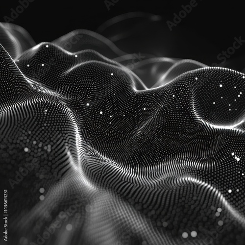 Abstract digital background of points and lines. Glowing grey plexus. Big data. Network or connection. Abstract technology science background. 3d vector illustration 