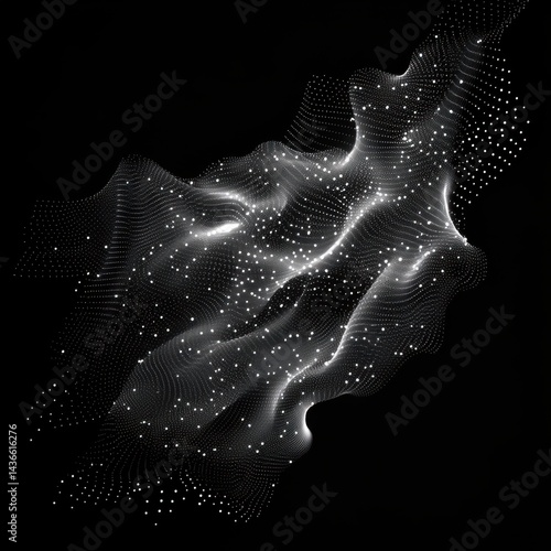Abstract digital background of points and lines. Glowing grey plexus. Big data. Network or connection. Abstract technology science background. 3d vector illustration