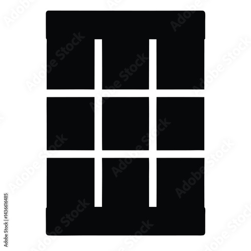 A geometric grid consisting of nine rectangles with white dividing lines