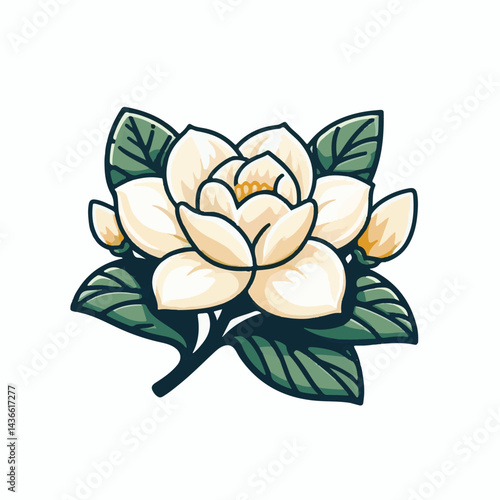 plant, flower, blossom, floral, garden, background, white, isolated, nature, gardenia, leaf, spring, beautiful, petal, closeup, beauty, jasmine, green, fresh, summer, flora, design, decoration, illust