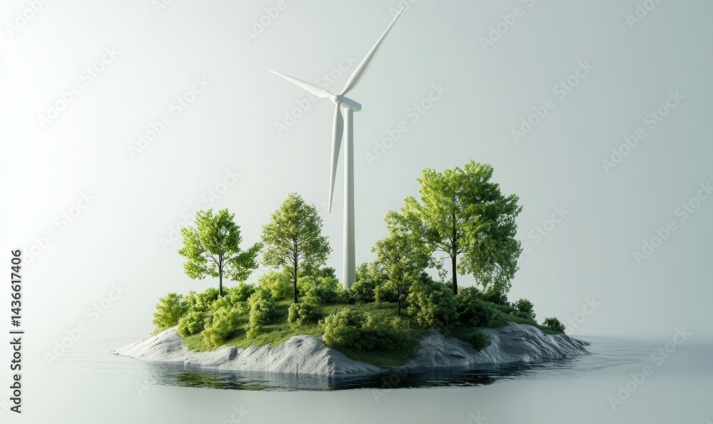 Eco-friendly concept: island wind turbine.