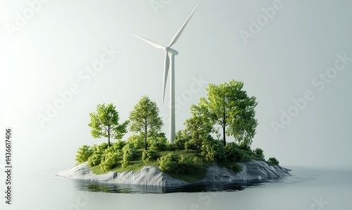 Obraz na płótnie Eco-friendly concept: island wind turbine. w salonie