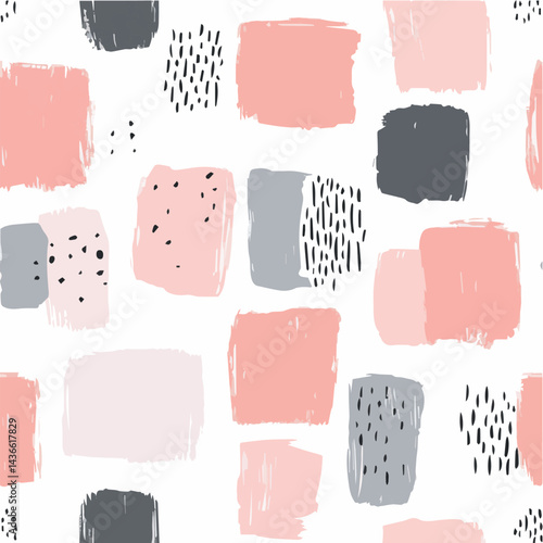 Vector of Pink and gray hand drawn seamless pattern