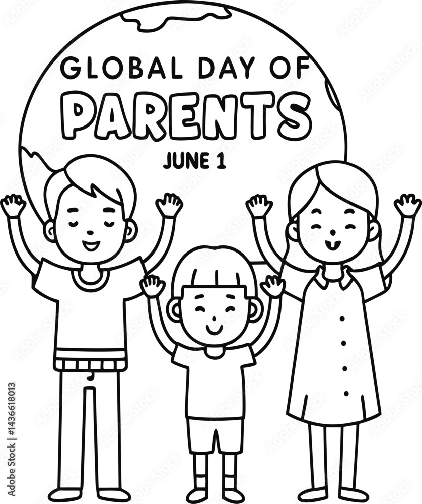 Global Day of Parents Celebration with Family Outline Design Global Day of Parents Celebration with Family Outline Design