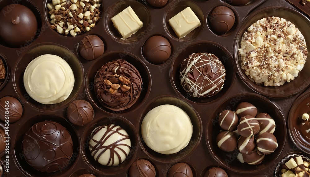 Chocolate pieces in a box Chocolate pieces in a box