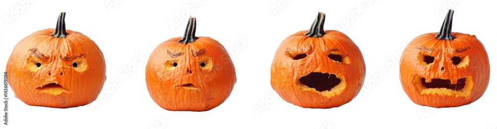 Fototapeta premium Halloween Pumpkins with Varying Emotions