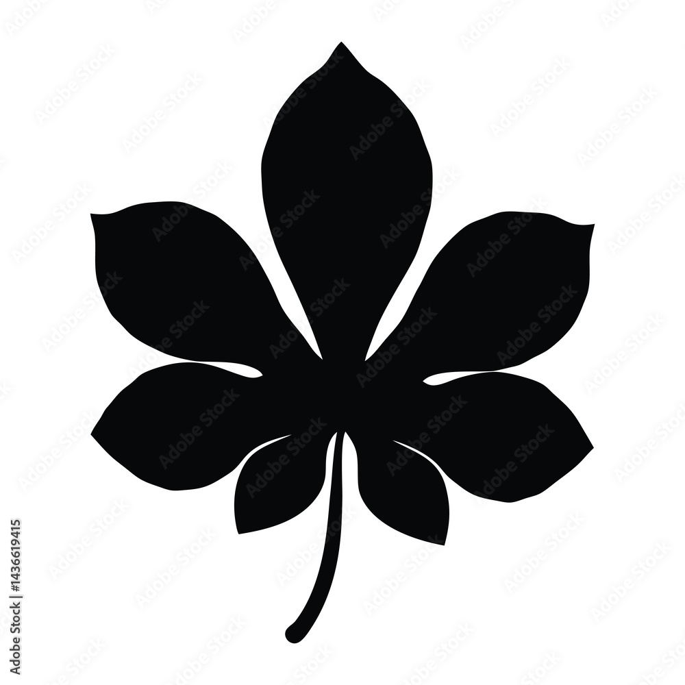 Dramatic silhouette of a chestnut tree leaf with intricate petal design Dramatic silhouette of a chestnut tree leaf with intricate petal design