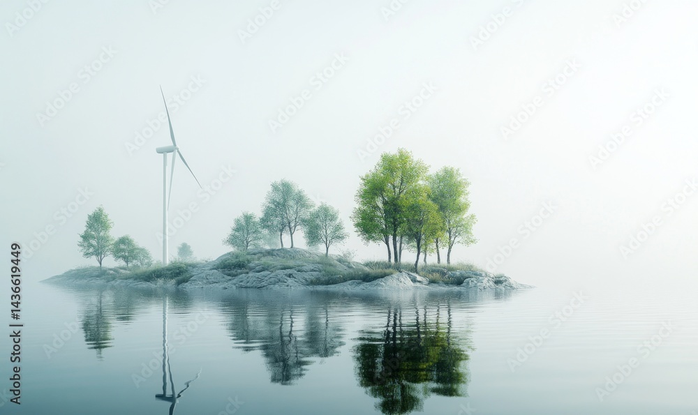 Light gray, dark white wind turbine.