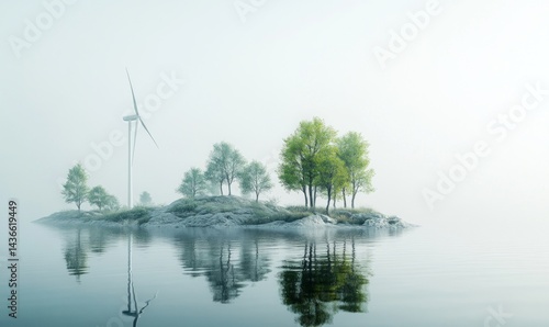 Obraz na płótnie Light gray, dark white wind turbine. w salonie