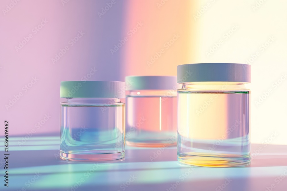 Two empty glass jars on a white background for storage or decoration purposes Two empty glass jars on a white background for storage or decoration purposes