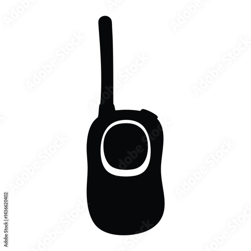 Simple black and white outline silhouette of a portable walkie talkie