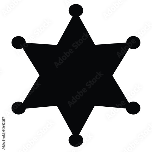 Black and white six pointed star, a sheriff's badge in silhouette