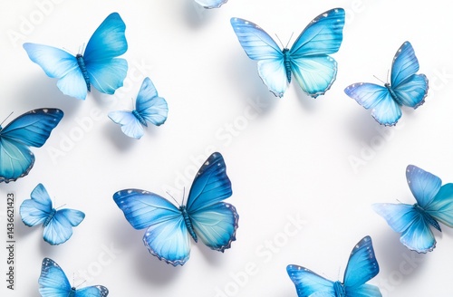 White background, blue butterfly patterns.