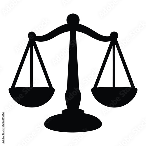 Simple Black Scales of Justice Symbol Representing Fairness and Equality