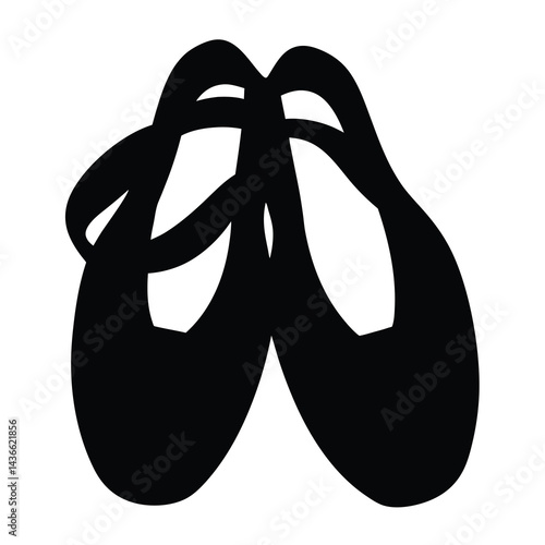 A Pair of Black Ballet Slippers Gracefully Pose, Symbolic of Dance