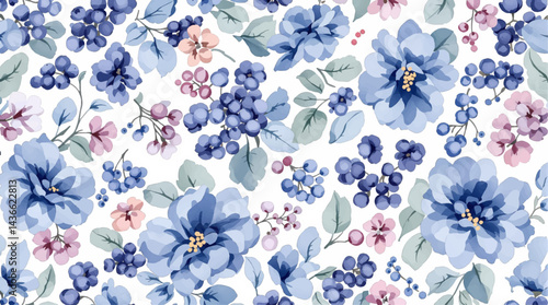 Seamless Watercolor Flower Background Pattern