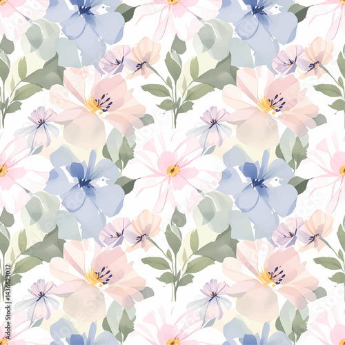 Seamless Watercolor Flower Background Pattern