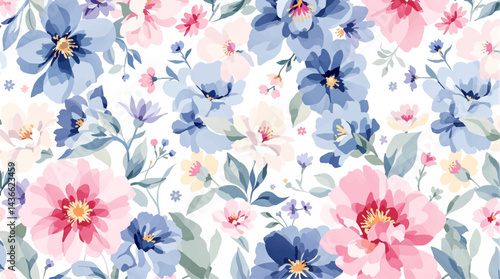 Seamless Watercolor Flower Background Pattern
