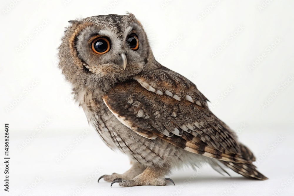 Fototapeta premium flammulated owl isolated on white background