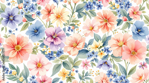 Seamless Watercolor Flower Background Pattern