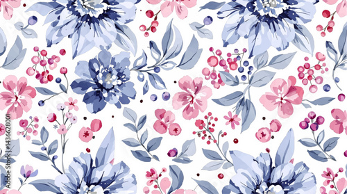 Seamless Watercolor Flower Background Pattern