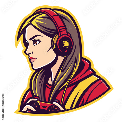 Female gamer with headphones