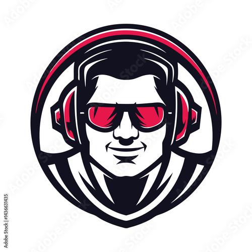 Smiling person with headphones and sunglasses