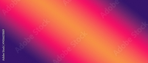 Blue Sunset orange pink purple grainy background. Abstract noisy textured banner header design.