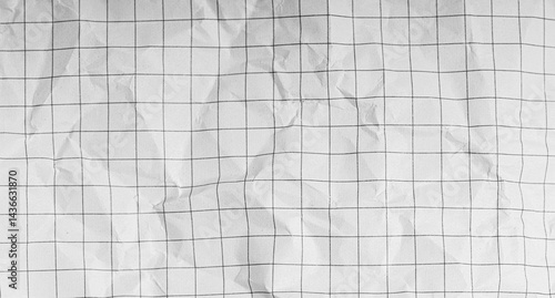 Obraz na płótnie Plaid texture on crumpled white paper. A sheet of chequered paper on a white background w salonie