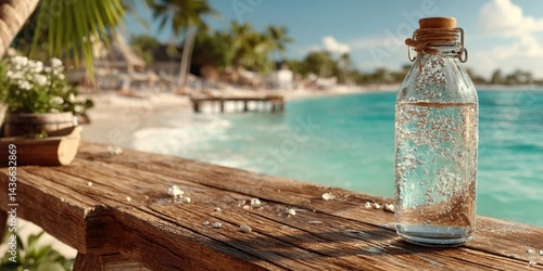 Refreshing Hydration at Tropical Beach