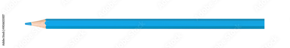 blue colored pencil isolated on white background close up