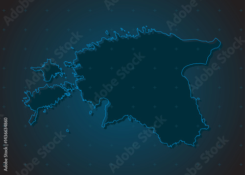 Vector map Estonia on the radar screen