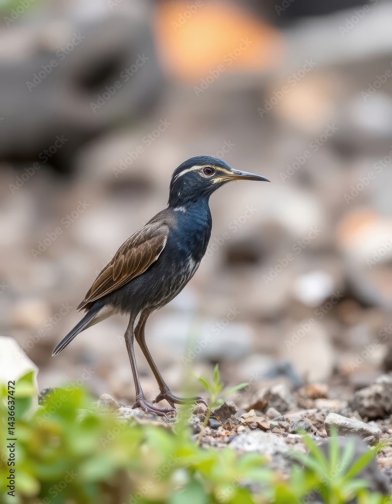 Fototapeta premium Stunning Close-Up of a White-browed Wagtail Bird