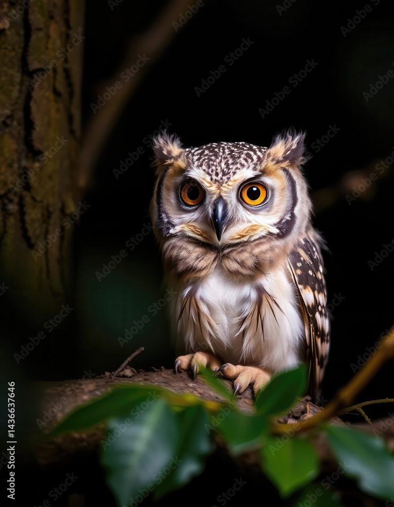 Fototapeta premium Stunning Portrait of a Spotted Eagle-Owl in its Natural Habitat