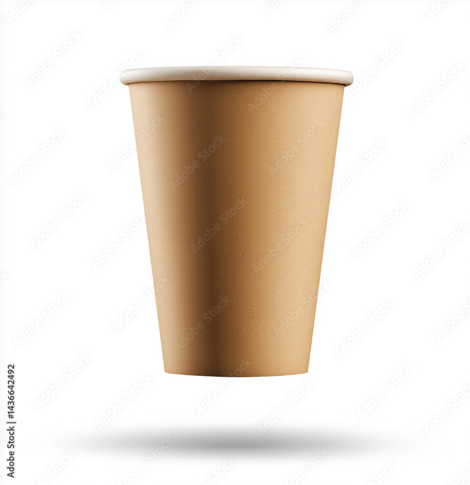 Floating kraft paper cup isolated on transparent background Floating kraft paper cup isolated on transparent background