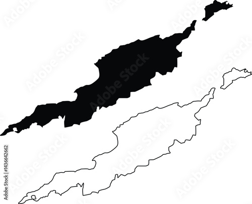 Map of Anguilla UK Silhouette Flat and Outline Design