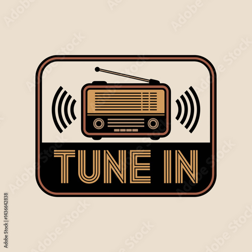 Vintage Radio Tune In Badge
