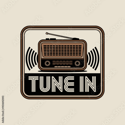 Vintage Radio Tune In Badge