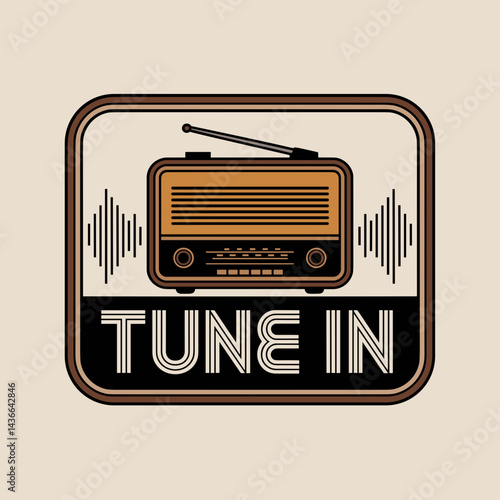 Vintage Radio Tune In Badge