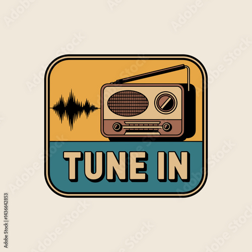 Vintage Radio Tune In Badge