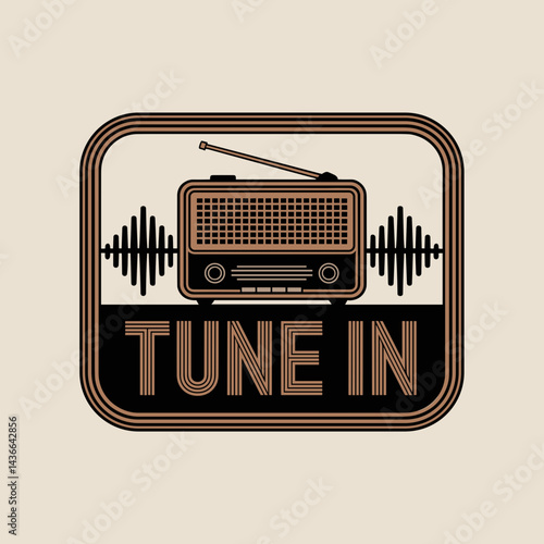 Vintage Radio Tune In Badge